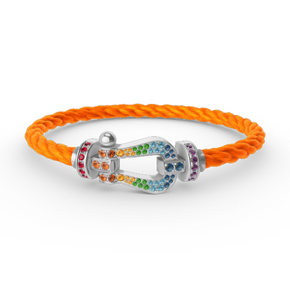 [Royal Jewellery]FORC LARGE HORSESHOE  COLORED DIAMOND BRACELET SILVER