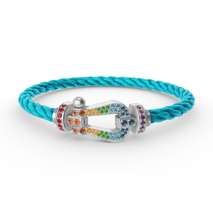 [Royal Jewellery]FORC LARGE HORSESHOE  COLORED DIAMOND BRACELET SILVER