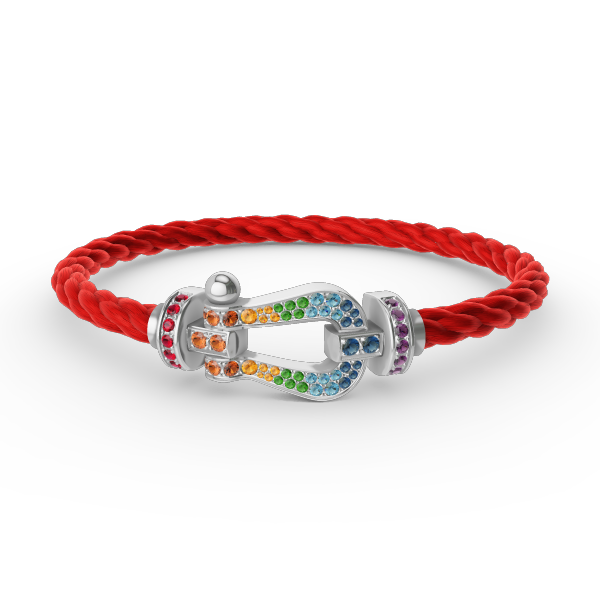 [Royal Jewellery]FORC LARGE HORSESHOE  COLORED DIAMOND BRACELET SILVER