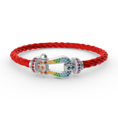 [Royal Jewellery]FORC LARGE HORSESHOE  COLORED DIAMOND BRACELET SILVER
