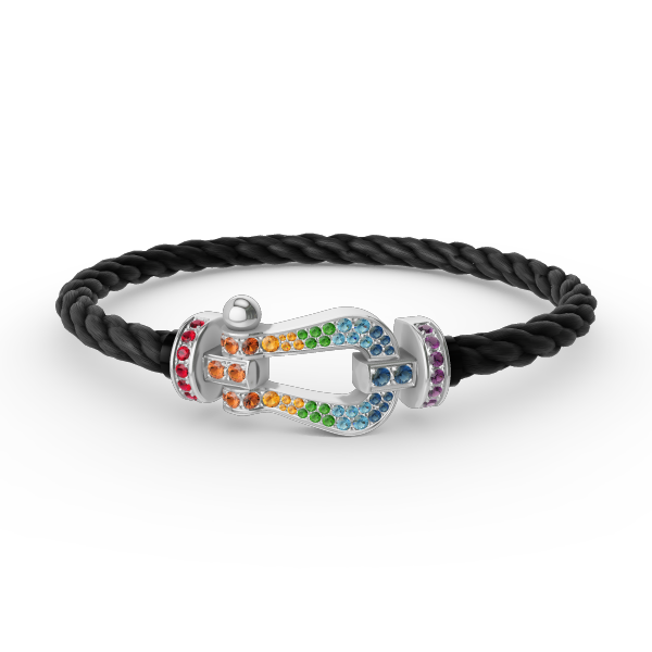 [Royal Jewellery]FORC LARGE HORSESHOE  COLORED DIAMOND BRACELET SILVER