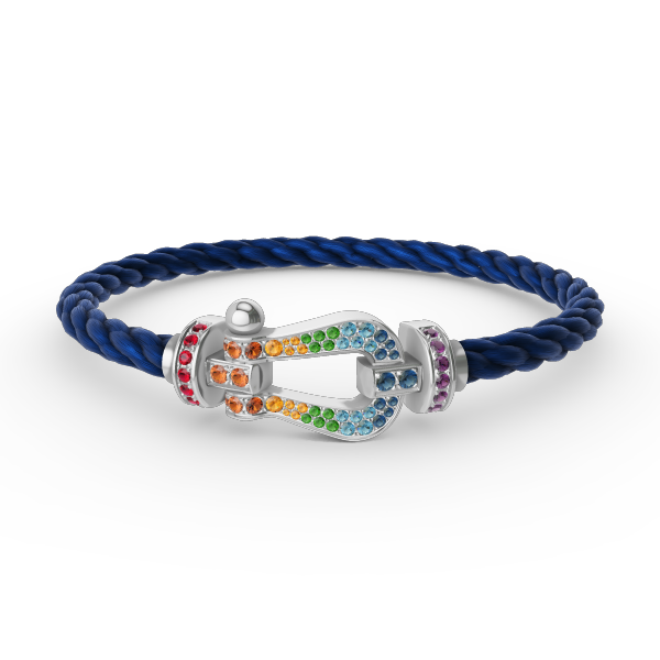 [Royal Jewellery]FORC LARGE HORSESHOE  COLORED DIAMOND BRACELET SILVER