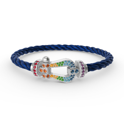 [Royal Jewellery]FORC LARGE HORSESHOE  COLORED DIAMOND BRACELET SILVER