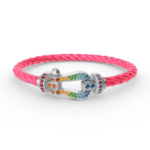 [Royal Jewellery]FORC LARGE HORSESHOE  COLORED DIAMOND BRACELET SILVER