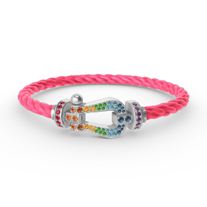 [Royal Jewellery]FORC LARGE HORSESHOE  COLORED DIAMOND BRACELET SILVER