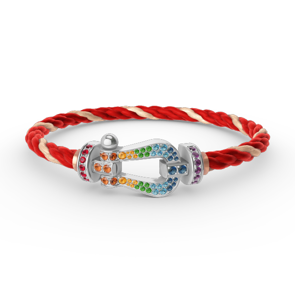 [Royal Jewellery]FORC LARGE HORSESHOE  COLORED DIAMOND BRACELET SILVER