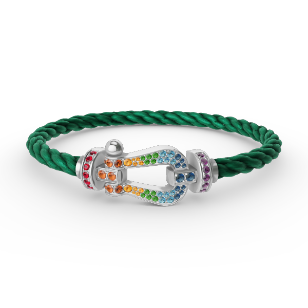 [Royal Jewellery]FORC LARGE HORSESHOE  COLORED DIAMOND BRACELET SILVER