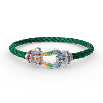 [Royal Jewellery]FORC LARGE HORSESHOE  COLORED DIAMOND BRACELET SILVER