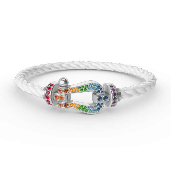 [Royal Jewellery]FORC LARGE HORSESHOE  COLORED DIAMOND BRACELET SILVER