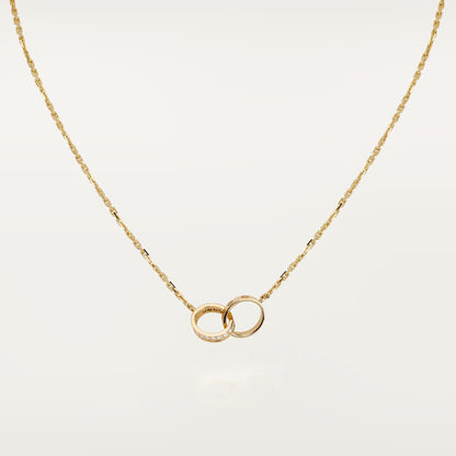 [Royal] LOVE DOUBLE RING HALF DIAMOND NECKLACE