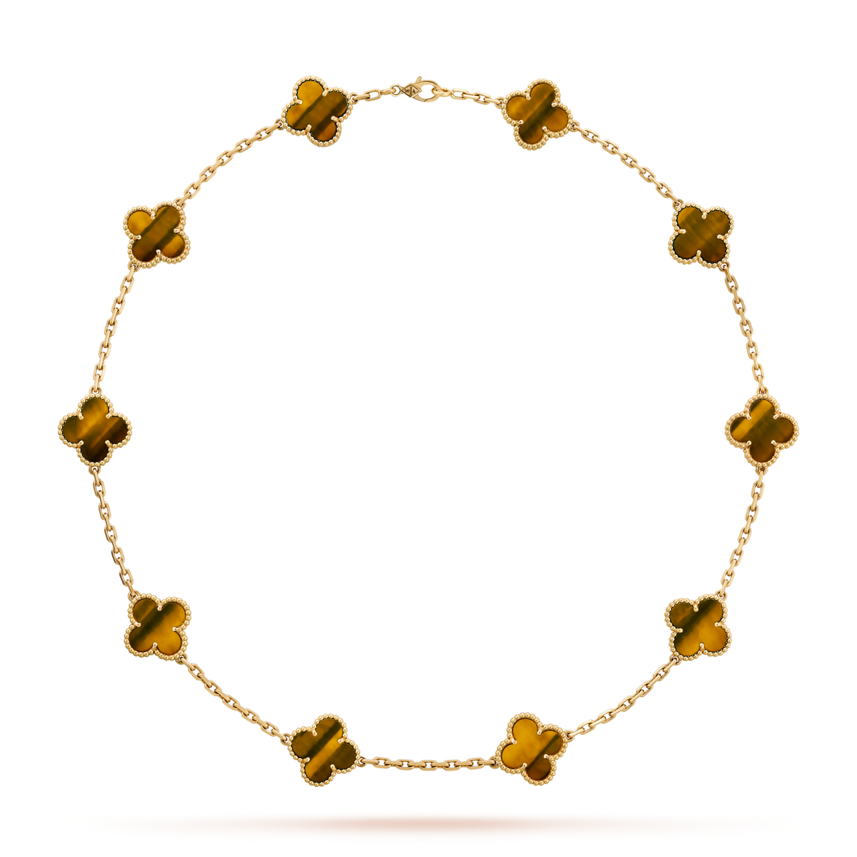 [Royal Jewellery]CLOVER 10 MOTIFS TIGER EYE NECKLACE