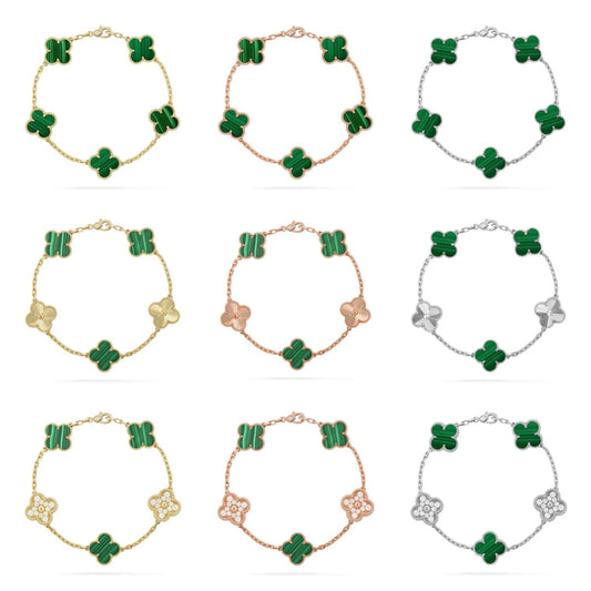 [Royal Jewellery] CLOVER 5 MOTIF MALACHITE BRACELET COLLECTION