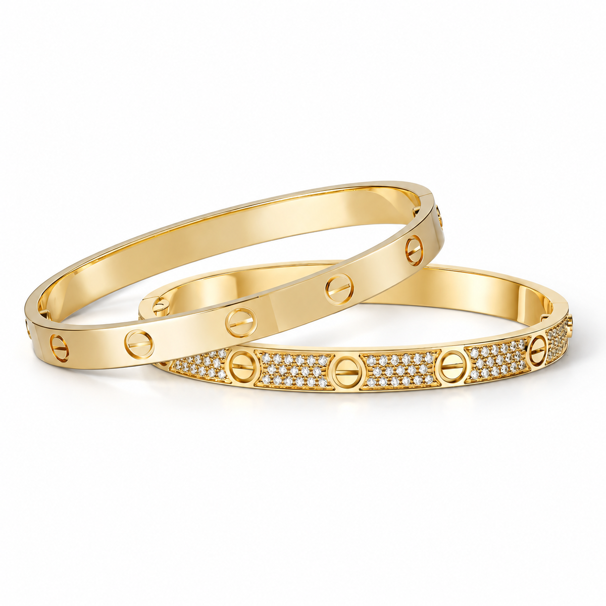 [Royal] LOVE  Classic & Diamond-Paved Bracelet Stack Set