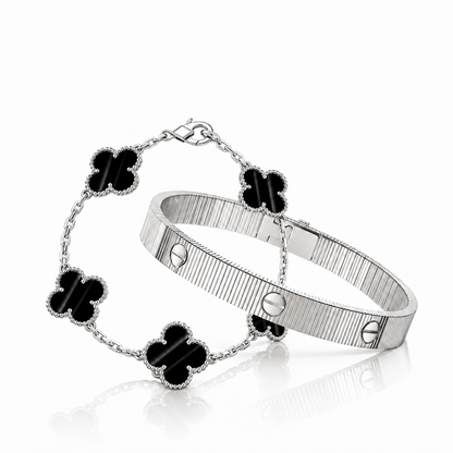 [Royal] Clover 5-Motif & LOVE Unlimited Bracelet Set