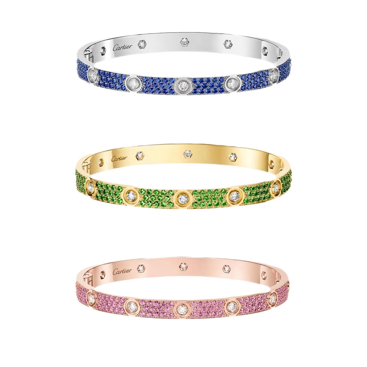 [Royal]2026 PAVE GEMSTONE LOVE BRACELET 6.1MM 10 DIAMONDS