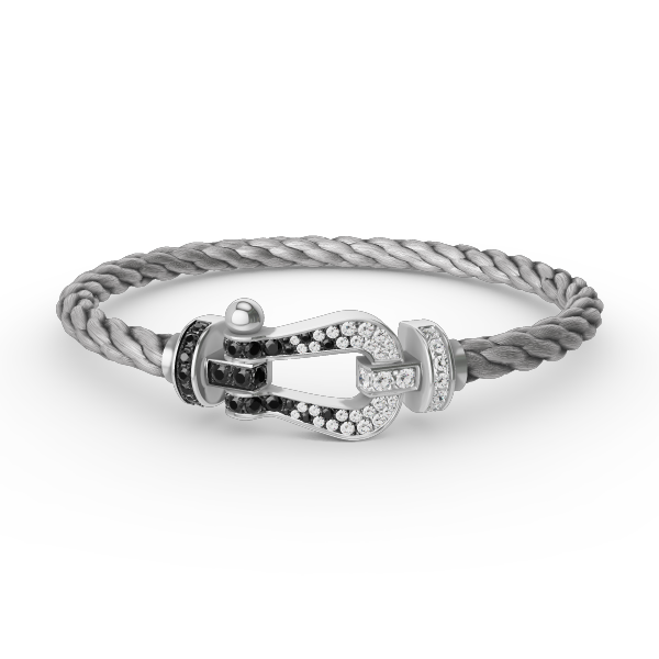 [Royal Jewellery]FORCE LARGE HORSESHOE BLACK WHITE DIAMOND BRACELET SILVER