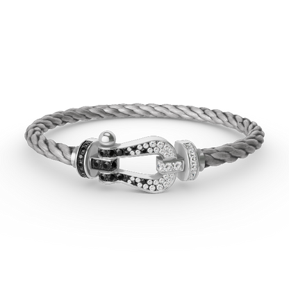 [Royal Jewellery]FORCE LARGE HORSESHOE BLACK WHITE DIAMOND BRACELET SILVER