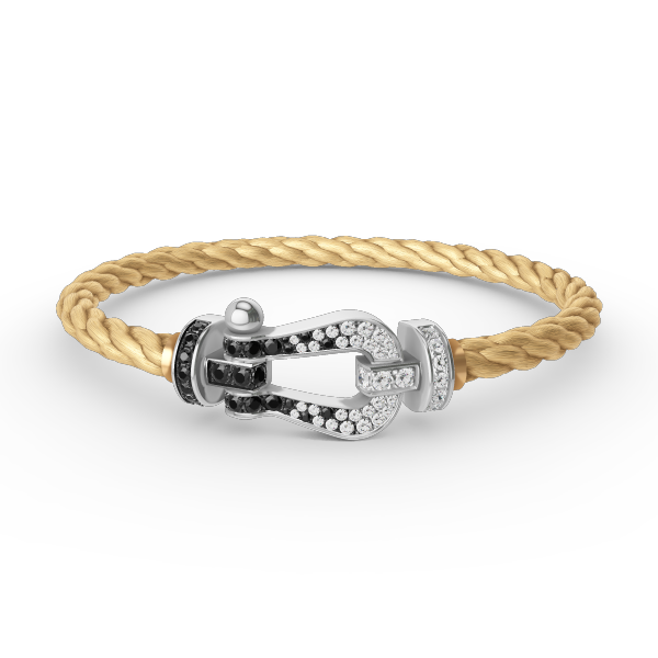 [Royal Jewellery]FORCE LARGE HORSESHOE BLACK WHITE DIAMOND BRACELET SILVER