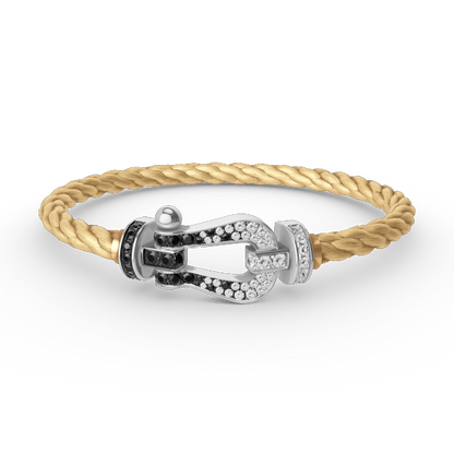 [Royal Jewellery]FORCE LARGE HORSESHOE BLACK WHITE DIAMOND BRACELET SILVER