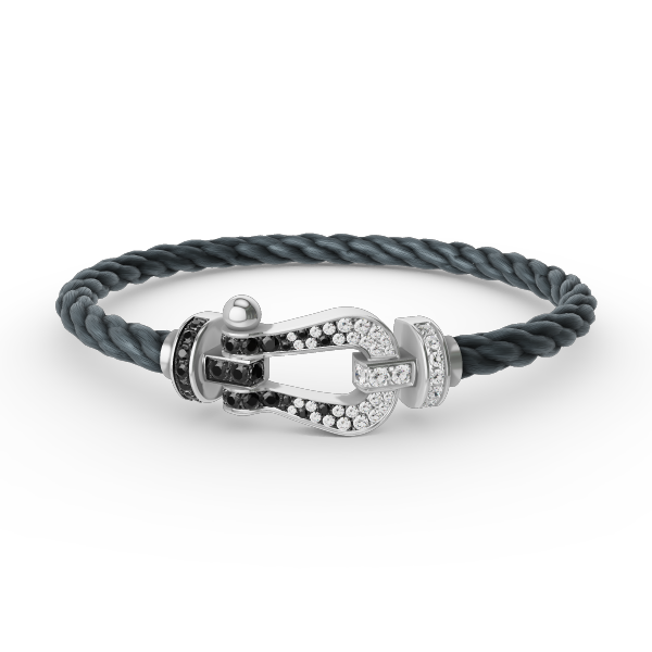 [Royal Jewellery]FORCE LARGE HORSESHOE BLACK WHITE DIAMOND BRACELET SILVER