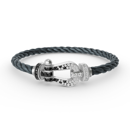 [Royal Jewellery]FORCE LARGE HORSESHOE BLACK WHITE DIAMOND BRACELET SILVER