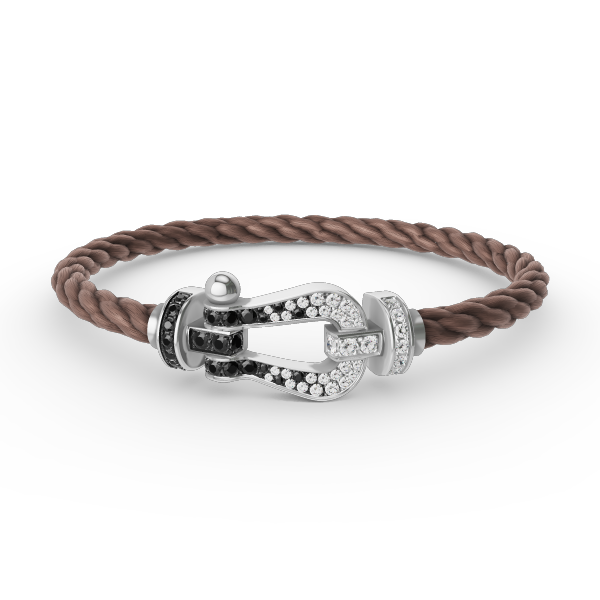 [Royal Jewellery]FORCE LARGE HORSESHOE BLACK WHITE DIAMOND BRACELET SILVER
