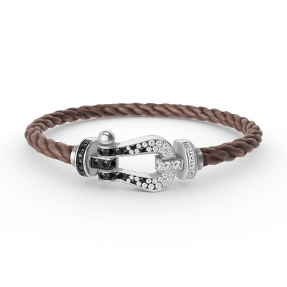 [Royal Jewellery]FORCE LARGE HORSESHOE BLACK WHITE DIAMOND BRACELET SILVER