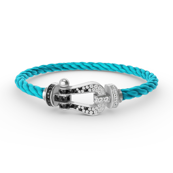 [Royal Jewellery]FORCE LARGE HORSESHOE BLACK WHITE DIAMOND BRACELET SILVER