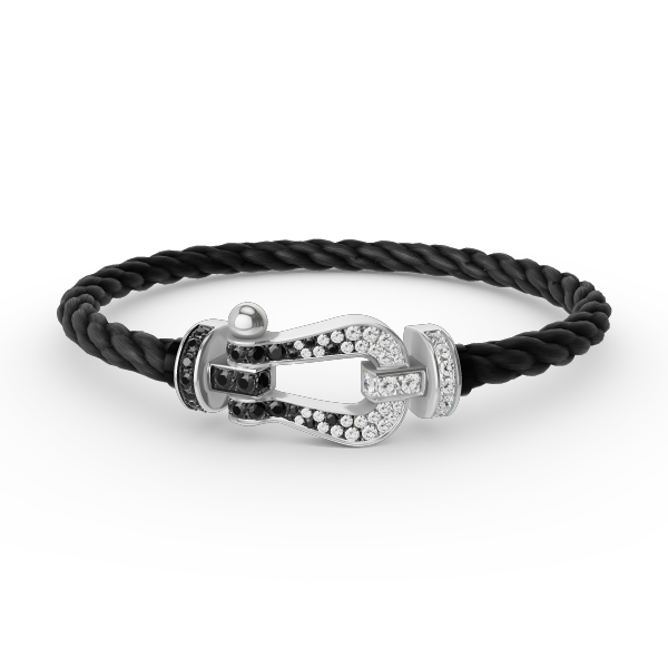 [Royal Jewellery]FORCE LARGE HORSESHOE BLACK WHITE DIAMOND BRACELET SILVER