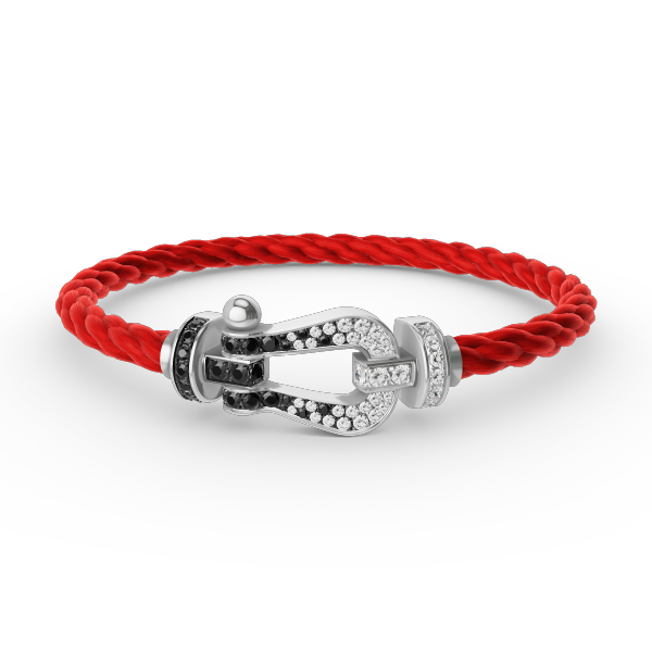 [Royal Jewellery]FORCE LARGE HORSESHOE BLACK WHITE DIAMOND BRACELET SILVER