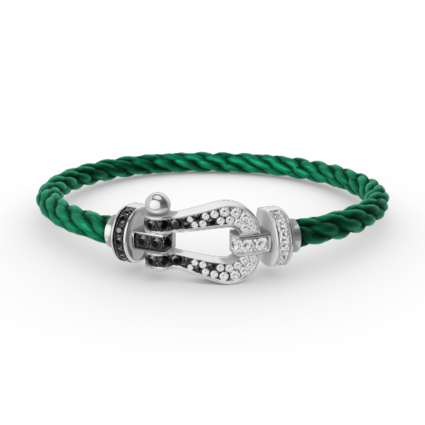 [Royal Jewellery]FORCE LARGE HORSESHOE BLACK WHITE DIAMOND BRACELET SILVER