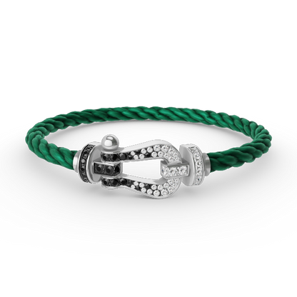 [Royal Jewellery]FORCE LARGE HORSESHOE BLACK WHITE DIAMOND BRACELET SILVER