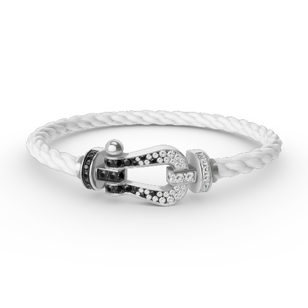 [Royal Jewellery]FORCE LARGE HORSESHOE BLACK WHITE DIAMOND BRACELET SILVER