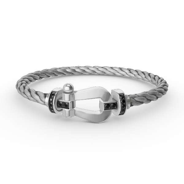 [Royal Jewellery]FORCE LARGE HORSESHOE BLACK DIAMOND BRACELET SILVER