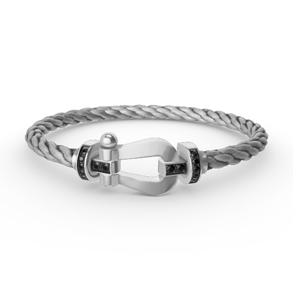 [Royal Jewellery]FORCE LARGE HORSESHOE BLACK DIAMOND BRACELET SILVER