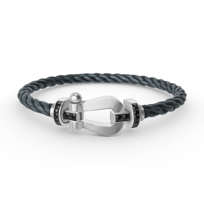 [Royal Jewellery]FORCE LARGE HORSESHOE BLACK DIAMOND BRACELET SILVER