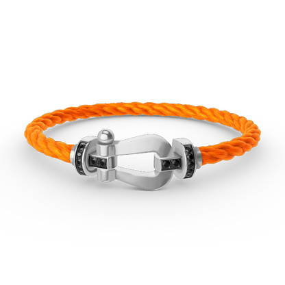 [Royal Jewellery]FORCE LARGE HORSESHOE BLACK DIAMOND BRACELET SILVER