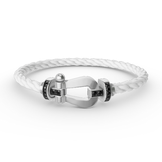 [Royal Jewellery]FORCE LARGE HORSESHOE BLACK DIAMOND BRACELET SILVER