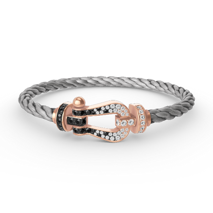 [Royal Jewellery]FORCE LARGE HORSESHOE BLACK WHITE DIAMOND BRACELET ROSE GOLD