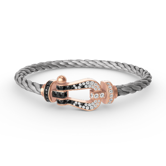 [Royal Jewellery]FORCE LARGE HORSESHOE BLACK WHITE DIAMOND BRACELET ROSE GOLD