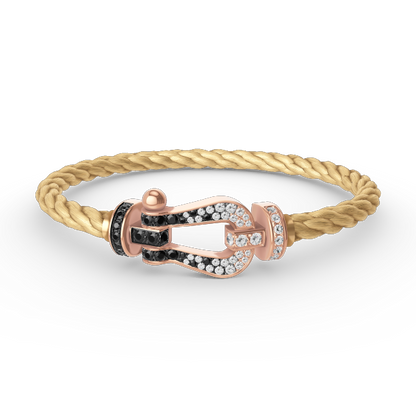 [Royal Jewellery]FORCE LARGE HORSESHOE BLACK WHITE DIAMOND BRACELET ROSE GOLD