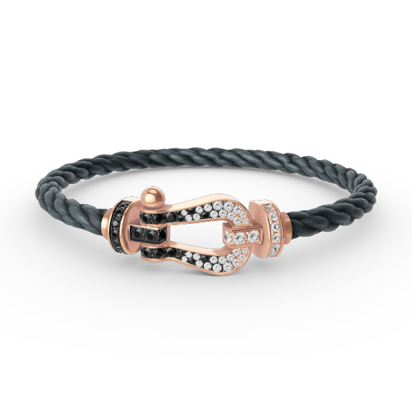 [Royal Jewellery]FORCE LARGE HORSESHOE BLACK WHITE DIAMOND BRACELET ROSE GOLD