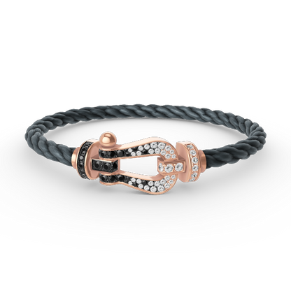 [Royal Jewellery]FORCE LARGE HORSESHOE BLACK WHITE DIAMOND BRACELET ROSE GOLD