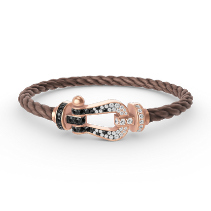 [Royal Jewellery]FORCE LARGE HORSESHOE BLACK WHITE DIAMOND BRACELET ROSE GOLD