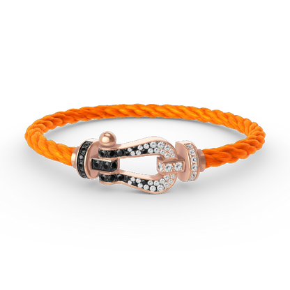 [Royal Jewellery]FORCE LARGE HORSESHOE BLACK WHITE DIAMOND BRACELET ROSE GOLD