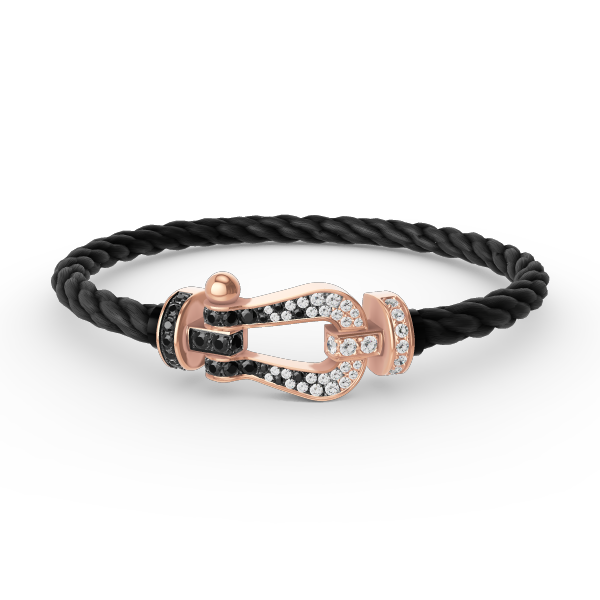 [Royal Jewellery]FORCE LARGE HORSESHOE BLACK WHITE DIAMOND BRACELET ROSE GOLD