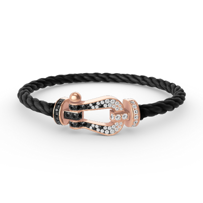[Royal Jewellery]FORCE LARGE HORSESHOE BLACK WHITE DIAMOND BRACELET ROSE GOLD
