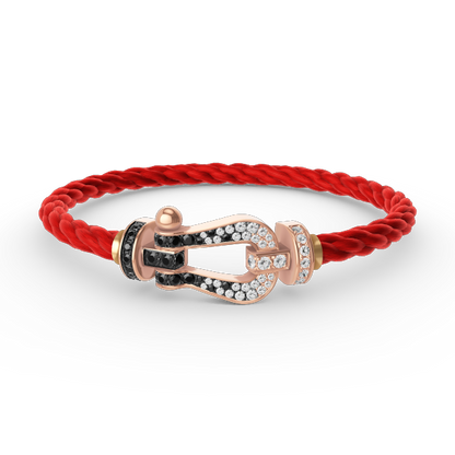 [Royal Jewellery]FORCE LARGE HORSESHOE BLACK WHITE DIAMOND BRACELET ROSE GOLD