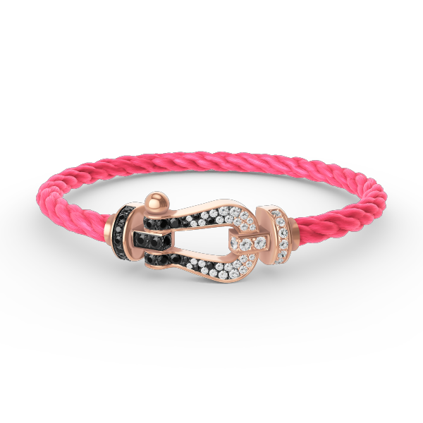 [Royal Jewellery]FORCE LARGE HORSESHOE BLACK WHITE DIAMOND BRACELET ROSE GOLD