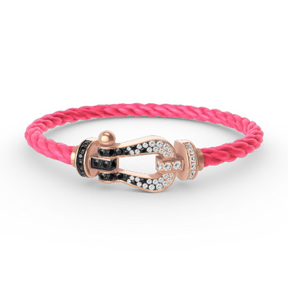 [Royal Jewellery]FORCE LARGE HORSESHOE BLACK WHITE DIAMOND BRACELET ROSE GOLD